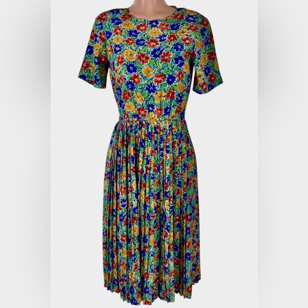 Talbots vintage floral pmidi shirt dress